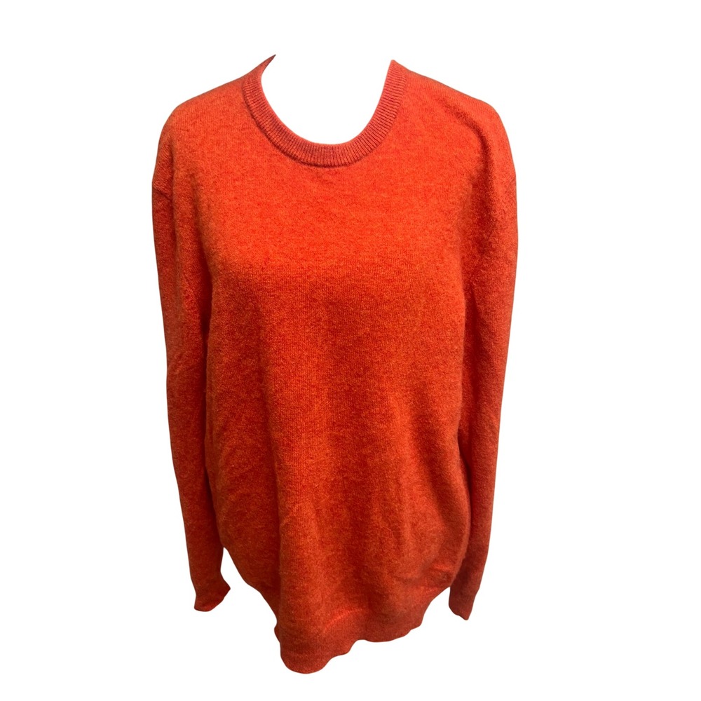 Club Room Cashmere Sweater Womens Sz L Orange Crewneck Knit Preppy Fall Winter